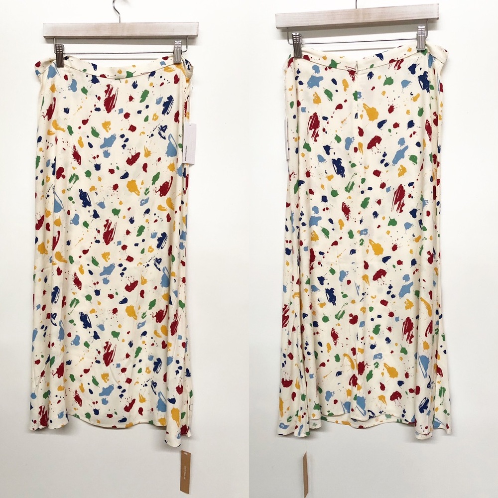 Reformation Bea Midi Skirt Paint Splatter Painted - Picture 2 of 6